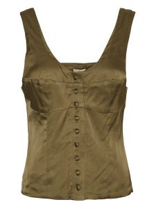MOSS COPENHAGEN Top "Julietta" w kolorze khaki rozmiar: S. Brązowe topy Moss Copenhagen, s, bez wzorów, bez kołnierzyka, bez ramiączek. Za 140,53 zł.