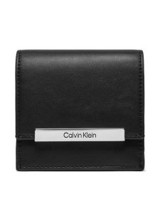 Calvin Klein Portfel K60K612206 Czarny. Czarne portfele Calvin Klein, bez wzorów, ze skóry. Za 139,99 zł.