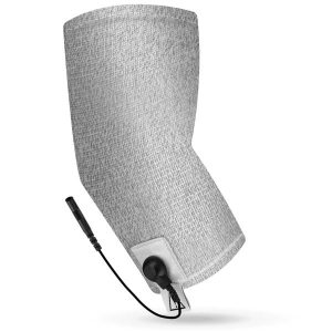 Opaska przewodząca do elektrostymulacji łokcia 4FIZJO. Szare paski 4FIZJO, bez wzorów. Za 49,99 zł.