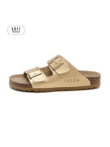 Teegu Klapki w kolorze złotym rozmiar: 36. Żółte klapki teegu, bez wzorów, z otwartym noskiem, bez obcasa. Za 121,99 zł.