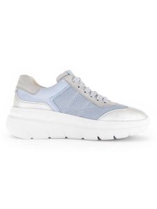 Gabor Skórzane sneakersy w kolorze srebrno-szaro-błękitnym rozmiar: 38. Niebieskie trampki Gabor, bez wzorów, bez zapięcia. Za 184,89 zł.