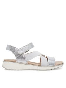 Caprice Sandały 9-28704-44 Srebrny. Szare sandały Caprice, bez wzorów, ze skóry, bez obcasa, na koturnie, bez zapięcia. Za 244,99 zł.