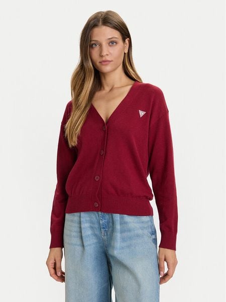 Guess Jeans Kardigan W4BR16 Z3HO2 Czerwony Regular Fit. Czerwone kardigany Guess Jeans, z jeansu. Za 249,99 zł.