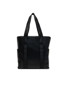 Calvin Klein Torebka Webbing Strap Tote LV04F3289G Czarny. Czarne shopper bag Calvin Klein, bez wzorów, ze skóry, bez dodatków. Za 569,99 zł.