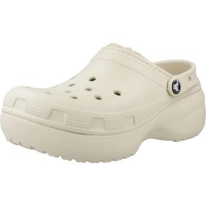 Klapki Crocs Model Lined Clog Kolor Beżowy. Białe klapki Crocs, bez wzorów, z gumy, bez obcasa. Za 301,15 zł.
