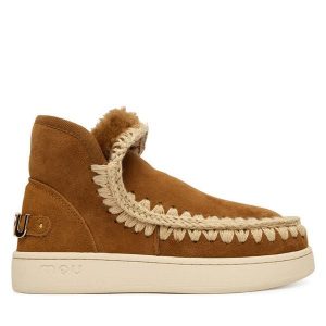 Śniegowce Mou. Brązowe buty zimowe Mou, bez obcasa, bez zapięcia. Za 879,99 zł.