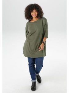 Aniston Tunika w kolorze khaki rozmiar: 50. Brązowe tuniki Aniston, bez wzorów, bez kołnierzyka, bez ramiączek. Za 74,11 zł.
