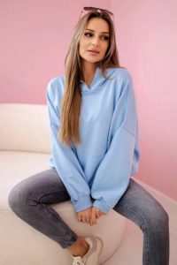 Bluza z kapturem masełko niebieska. Niebieskie bluzy KESI, l, bez wzorów, z elastanu, z kapturem. Za 204,91 zł.