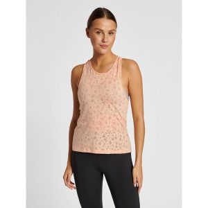 Damski tank top Hummel MT Iris Burnout. Brązowe topy Hummel, bez wzorów, z dzianiny, sportowe, bez kołnierzyka, bez ramiączek. Za 135,00 zł.