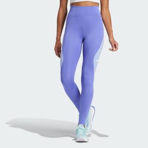 Legginsy Own The Run Colorblock Full-Length. Niebieskie legginsy ADIDAS, bez wzorów, z elastanu. Za 308,60 zł.