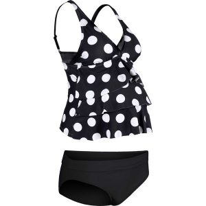 Tankini ciążowe (2 części) bonprix czarno-biały w kropki. Bikini marki bonprix. Za 119,98 zł.