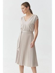 TATUUM Sukienka w kolorze jasnoszarym rozmiar: L. Szare sukienki Tatuum, l, bez wzorów, bez kołnierzyka, bez ramiączek, midi. Za 213,69 zł.