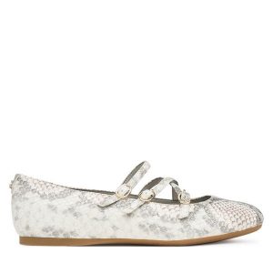 Baleriny Guess. Szare balerinki Guess, z aplikacjami, bez obcasa, bez zapięcia. Za 379,99 zł.