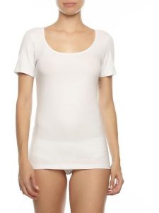 COTONELLA Koszulka w kolorze białym rozmiar: M. Białe bluzki COTONELLA, m, bez wzorów, bez kołnierzyka, bez ramiączek. Za 37,45 zł.