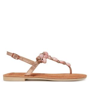 Sandały Tamaris. Brązowe sandały Tamaris, bez wzorów, bez obcasa, na płaskiej podeszwie, bez zapięcia. Za 259,99 zł.