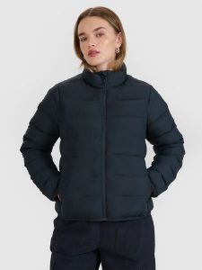 4F Kurtka puchowa z naturalnym wypełnieniem damska - czarna S. Czarne kurtki 4f, s, bez wzorów, z dzianiny, bez kaptura. Za 499,99 zł.