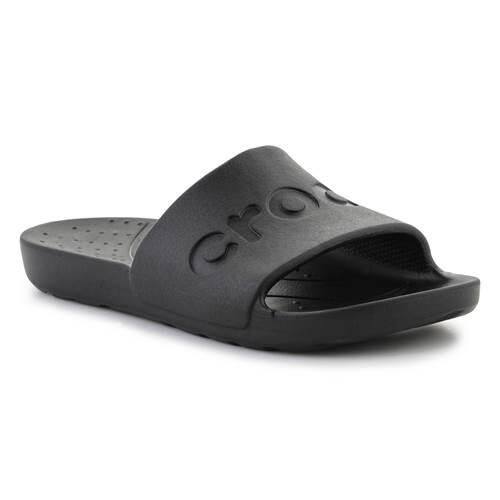 Klapki unisex Crocs Slide. Czarne klapki Crocs, bez wzorów, z materiału, bez obcasa. Za 243,00 zł.