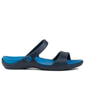 Klapki dmaskie basenowe Crocs Crocs CLEO V. Niebieskie klapki Crocs, bez wzorów, bez obcasa. W wyprzedaży za 89,00 zł.
