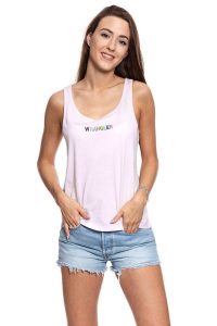 WRANGLER T SHIRT DAMSKI TANK LAVENDER FOG W7387EVVW 112131062. Niebieskie t-shirty Wrangler, xs, bez wzorów, bez kołnierzyka, bez ramiączek. W wyprzedaży za 39,99 zł.