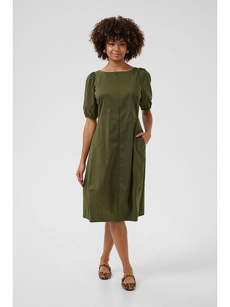 CULTURE Sukienka w kolorze khaki rozmiar: XL. Brązowe sukienki Culture, xl, bez wzorów, bez kołnierzyka, bez ramiączek, midi, rozkloszowane. Za 190,63 zł.