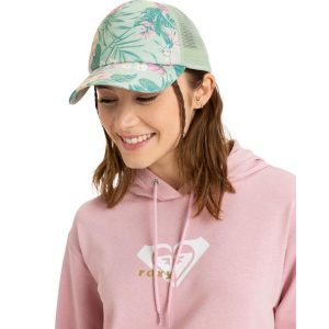 Czapka Trucker dla Kobiety INTO THE SUN Zielony. Zielone czapki Roxy, bez wzorów, z materiału. Za 129,99 zł.