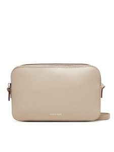 Calvin Klein Torebka Foil Logo Elongated Camera Bag LV04F3276G Beżowy. Brązowe listonoszki Calvin Klein, bez wzorów, ze skóry, bez dodatków. Za 369,99 zł.
