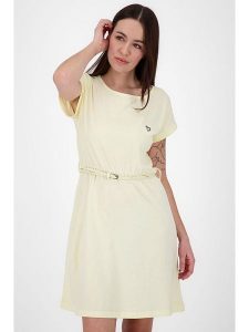 Alife and kickin Sukienka "Nora" w kolorze jasnożółtym rozmiar: M. Żółte sukienki Alife and Kickin, na co dzień, m, bez wzorów, ze skóry, bez kołnierzyka, bez ramiączek, mini, proste. Za 69,99 zł.