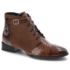 Brązowe Botki Maciejka Wygodne Skórzane Buty. Brązowe botki Maciejka, bez wzorów, ze skóry, bez obcasa, na obcasie, bez zapięcia. Za 369,00 zł.