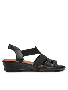 Go Soft Sandały WI16-SHEENA-03 Czarny. Czarne sandały Go Soft, bez wzorów, ze skóry, bez obcasa, na koturnie, bez zapięcia. Za 169,99 zł.