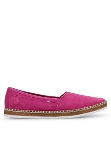 Rieker Espadryle M2278-31 Różowy. Czerwone espadryle Rieker, bez wzorów, z materiału, bez obcasa. Za 269,99 zł.