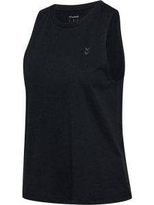 Hummel Top bez rękawów hmlSOFT OPEN BACK W TOP z bawełny organicznej i. Czarne topy Hummel, l, bez wzorów, z bawełny, klasyczne, bez kołnierzyka, bez ramiączek. Za 142,33 zł.