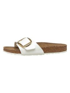 Birkenstock Klapki "Madrid" w kolorze białym rozmiar: 37. Białe klapki Birkenstock, bez wzorów, z otwartym noskiem, bez obcasa. Za 169,67 zł.