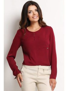 Awama Bluzka w kolorze bordowym rozmiar: XL. Czerwone bluzki Awama, xl, bez wzorów, bez kołnierzyka, bez ramiączek. Za 30,78 zł.