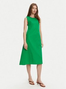 Selmark Sukienka letnia BL495 Zielony Regular Fit. Zielone kombinezony Selmark, na lato, l, bez wzorów, z bawełny, bez kołnierzyka, bez ramiączek. Za 139,99 zł.