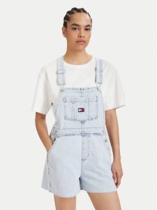 Tommy Jeans Ogrodniczki Dungaree DW0DW22402 Niebieski jasny Relaxed Fit. Niebieskie szorty Tommy Jeans, bez wzorów, z bawełny. Za 569,99 zł.
