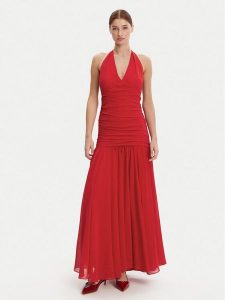 Bardot Sukienka wieczorowa 59835DB Czerwony Regular Fit. Czerwone kombinezony Bardot, bez wzorów, z syntetyku, wizytowe, bez kołnierzyka, bez ramiączek. Za 369,99 zł.