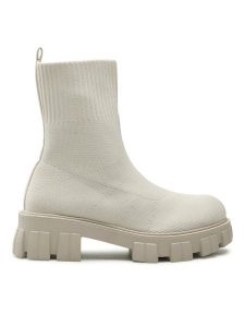 DeeZee Botki WS5553-11 Écru. Botki DeeZee, bez wzorów, z materiału, bez obcasa, na płaskiej podeszwie, bez zapięcia. Za 119,99 zł.