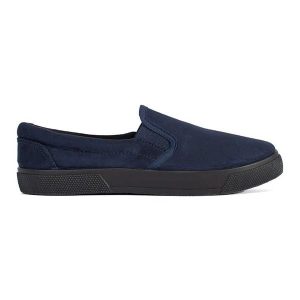 Niebieskie granatowe trampki wsuwane slip on. Niebieskie trampki bez wzorów, bez zapięcia. Za 73,16 zł.