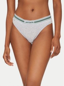 Lacoste Stringi 8F5198 Szary. Szare stringi Lacoste, bez wzorów, z bawełny. Za 109,99 zł.