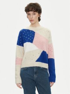 Pepe Jeans Sweter Nora PL702238 Kolorowy Loose Fit. Swetry klasyczne Pepe Jeans, m, z jeansu, bez kołnierzyka. Za 259,99 zł.