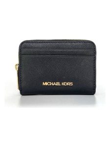 Michael Kors Skórzany portfel w kolorze czarnym - 12 x 8 x 2 cm rozmiar: onesize. Czarne portfele Michael Kors, bez wzorów, z materiału. Za 401,25 zł.