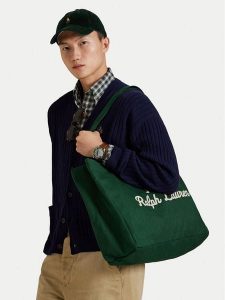 Polo Ralph Lauren Torebka 405962436003 Zielony. Zielone shopper bag Polo Ralph Lauren, bez wzorów, z materiału, bez dodatków. Za 479,99 zł.
