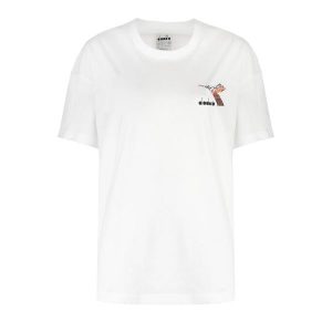 Koszulka damska DIADORA L.T-SHIRT SS FLOSS. Białe koszulki sportowe Diadora, bez wzorów, bez ramiączek. Za 39,99 zł.