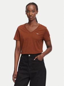 HUGO T-Shirt Classic 50513667 Brązowy Slim Fit. Brązowe t-shirty Hugo, xs, bez wzorów, z bawełny, bez kołnierzyka, bez ramiączek. Za 199,99 zł.