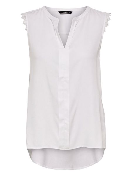 ONLY Bluzka "Kimmi" w kolorze białym rozmiar: 40. Białe bluzki ONLY, bez wzorów, z koronki, bez kołnierzyka, bez ramiączek. Za 48,16 zł.