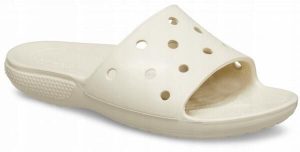 Klapki Dla Dorosłych Crocs Classic Slide. Zielone klapki Crocs, bez wzorów, z materiału, bez obcasa. Za 97,99 zł.