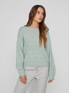 Vila Sweter w kolorze miętowym rozmiar: XL. Zielone swetry oversize Vila, xl, bez wzorów, bez ramiączek. Za 105,14 zł.