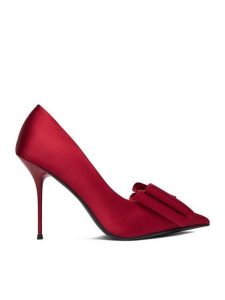 Eva Minge Szpilki EO-EMI-25P142 Czerwony. Czerwone szpilki Eva Minge, bez wzorów, z materiału, bez obcasa. Za 359,99 zł.