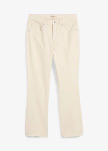 Jeansy flared, high waist, cropped. Niebieskie jeansy bonprix, bez wzorów, z jeansu, z podwyższonym stanem, krótkie. Za 129,99 zł.