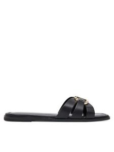 TWINSET Klapki 251TGT090 Czarny. Czarne klapki Twinset, bez wzorów, ze skóry, bez obcasa. Za 469,99 zł.